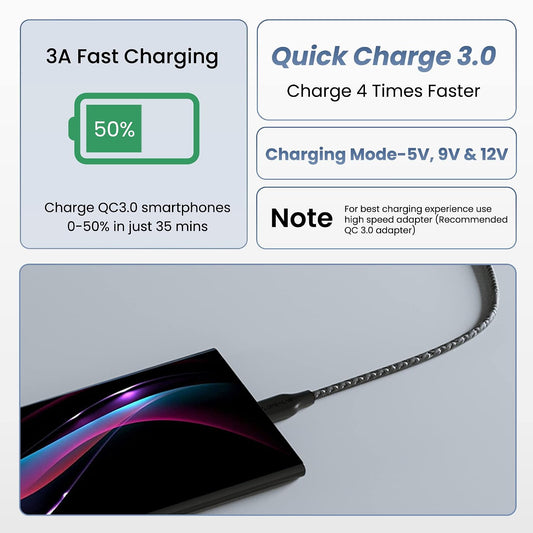 Ambrane RCT-15 (A) Fast Charging Type C Cable 3A 1.5m