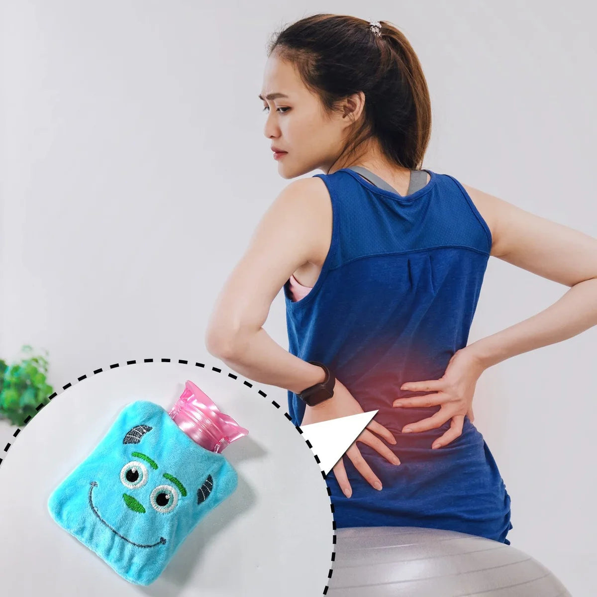 Blue Sullivan Monster Small Hot Water Bag With Cover For Pain Relief Neck Shoulder Pain And Hand Feet Warmer Menstrual Cramps.